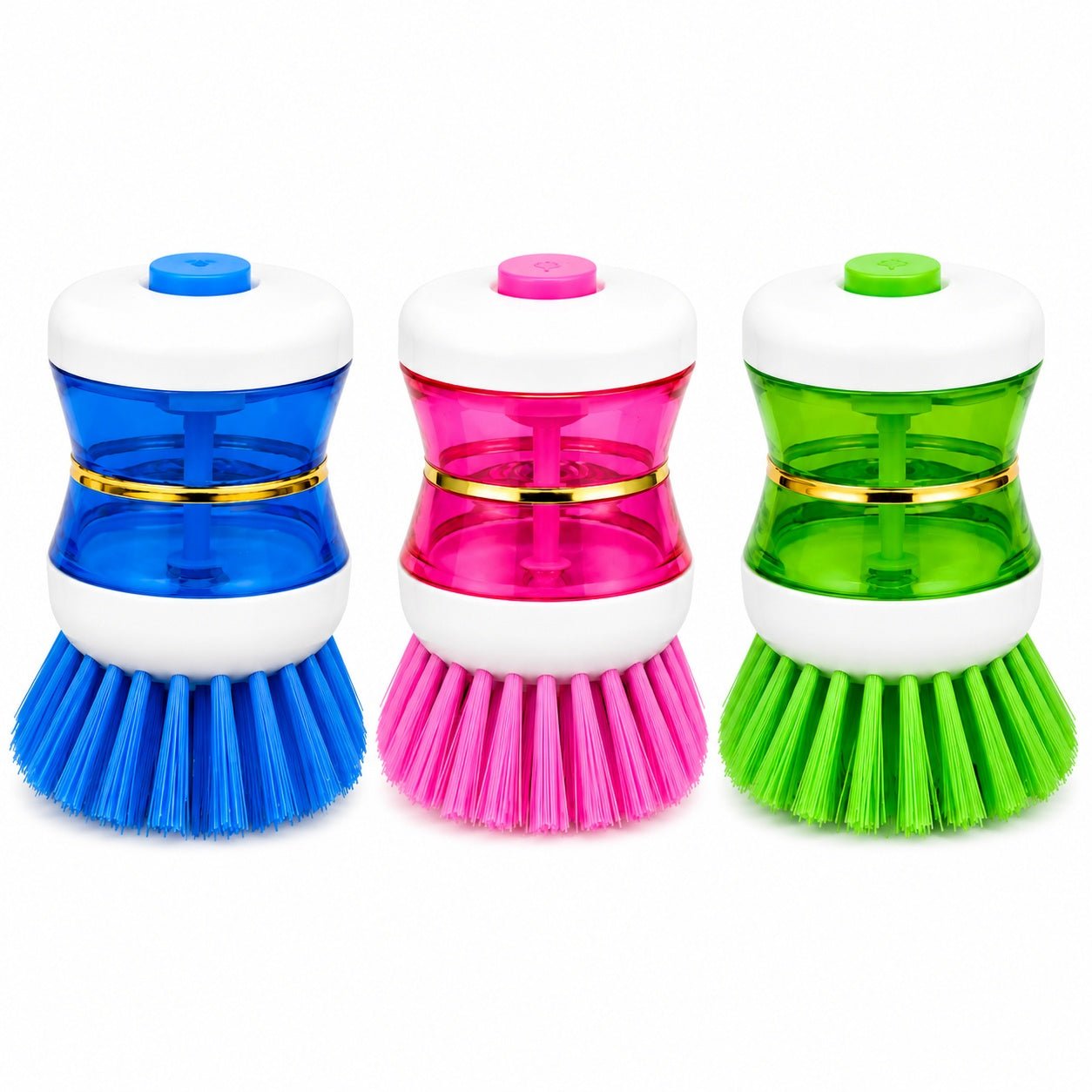 dish scrub brush with liquid soap dispenser blue