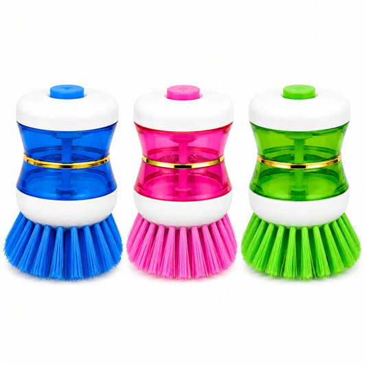 dish scrub brush with liquid soap dispenser blue