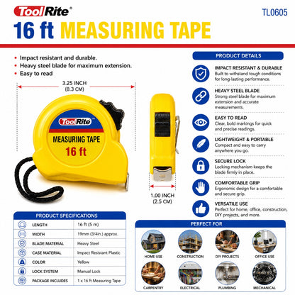 tape measure with locking button and strap