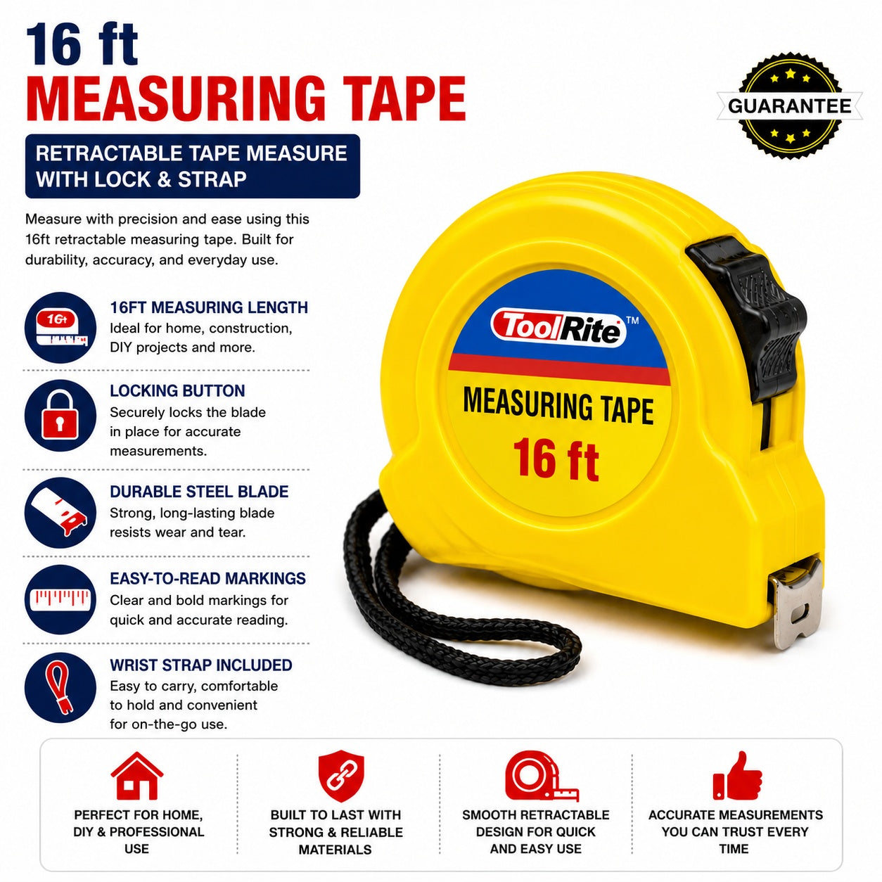 compact retractable measuring tool 16 feet