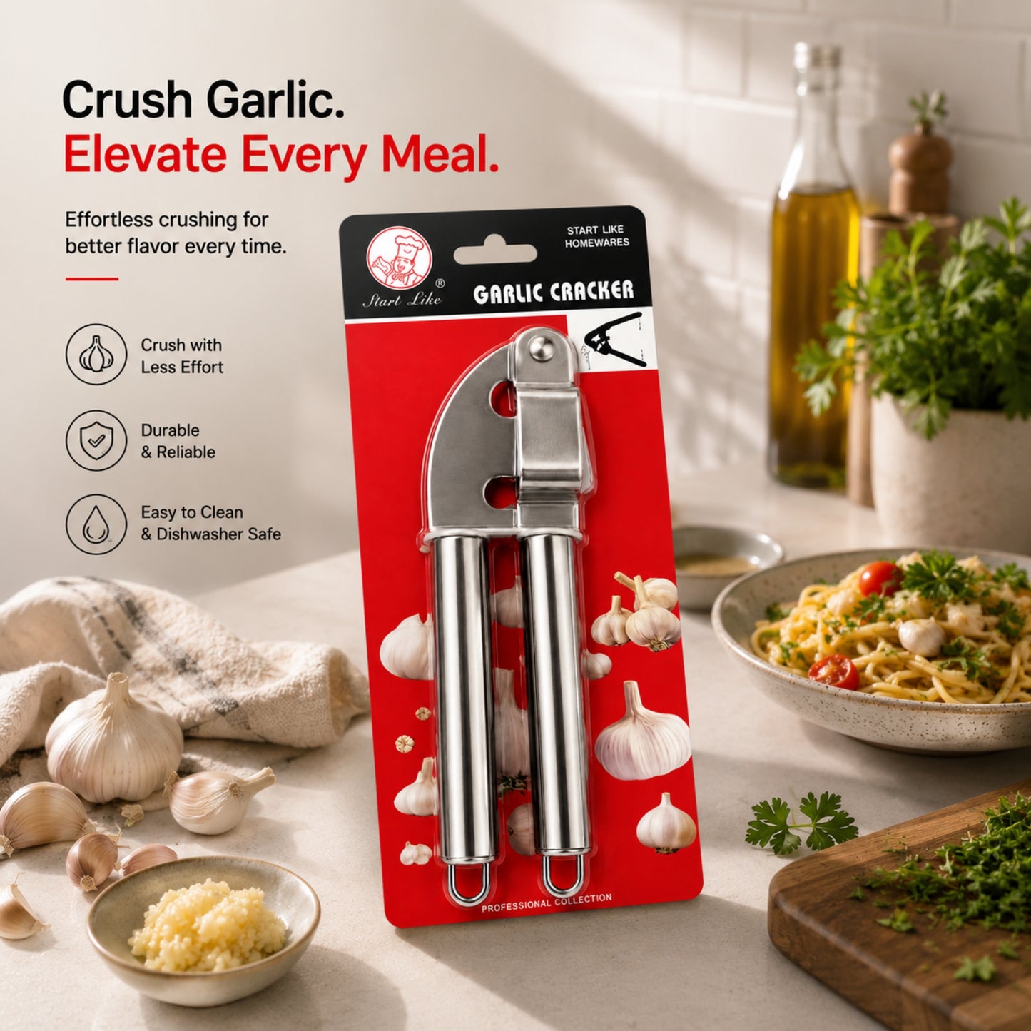 Professional Garlic Mincer and Press Kitchen Tool
