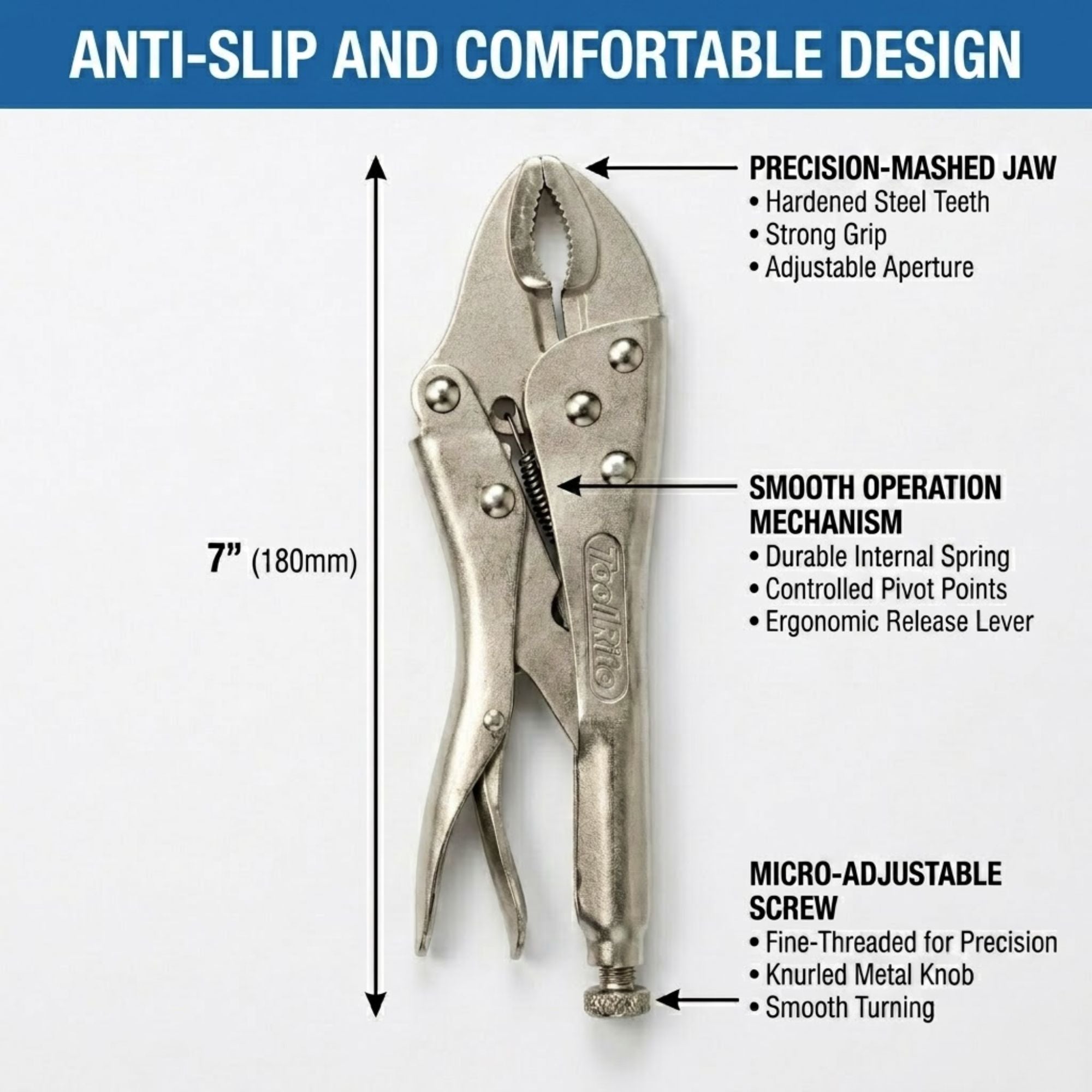 ToolRite Adjustable Vise Grip Locking Pliers 7 Inch