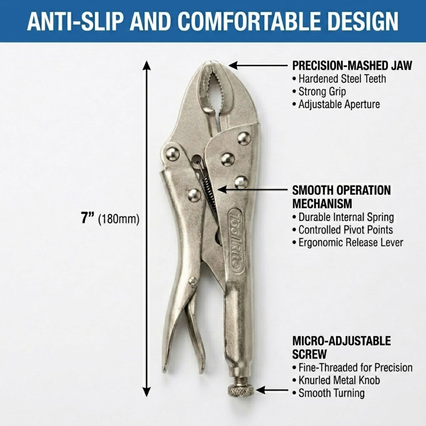 ToolRite Adjustable Vise Grip Locking Pliers 7 Inch