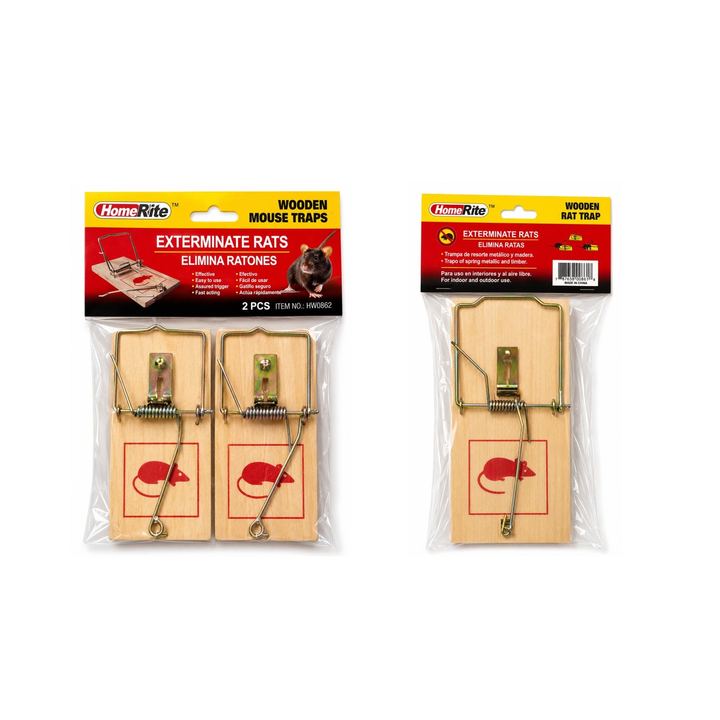 Reusable Wooden Mouse Trap Snap Pest Catcher Set