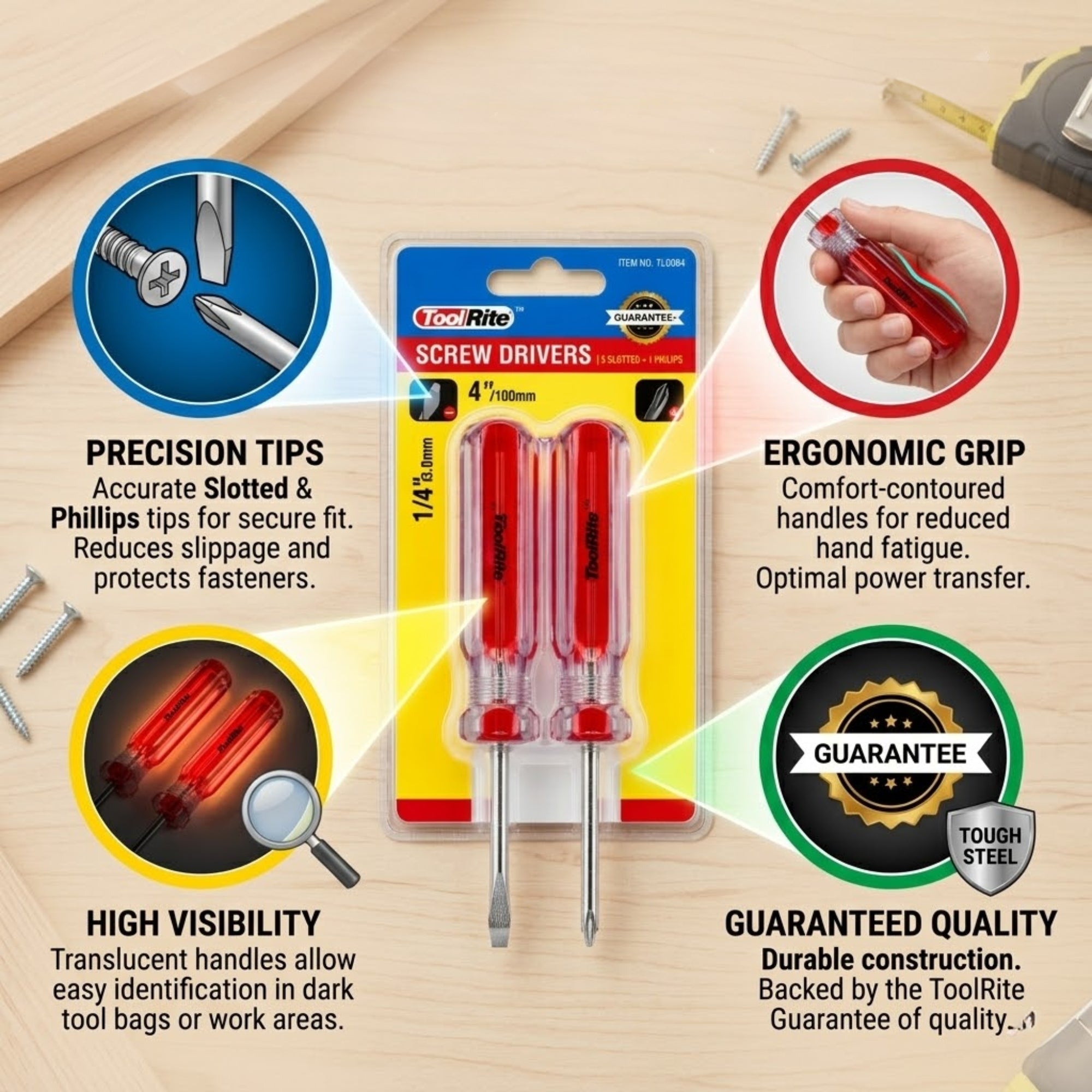 4 Inch Screwdriver Set for Home Repair Tasks