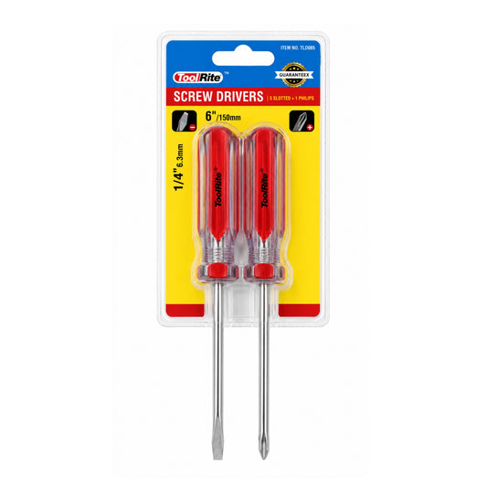 2 Piece 6 Inch Screwdriver Set with Comfort Grip