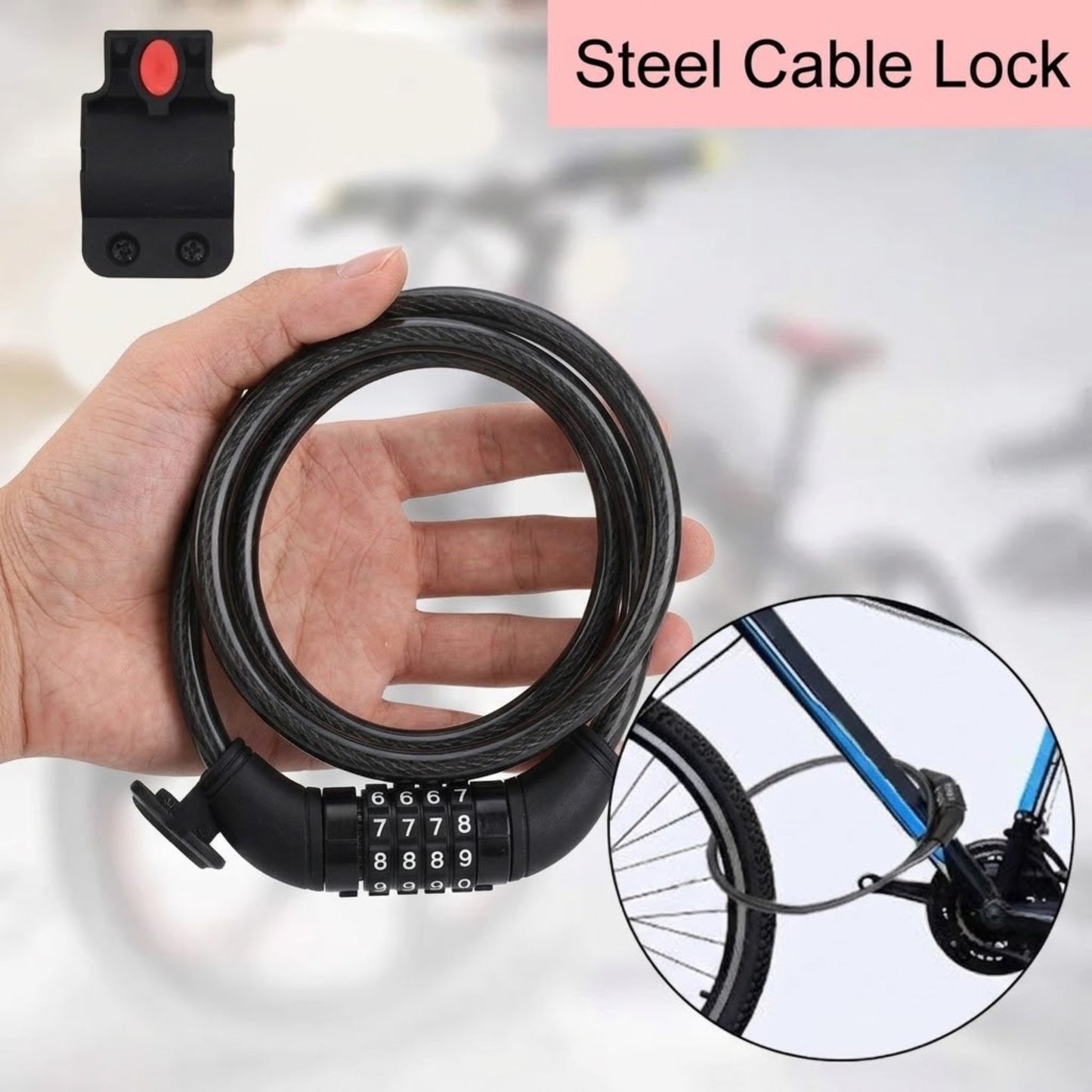 ToolRite Bike Cable Lock with 4-Digit Combination Security