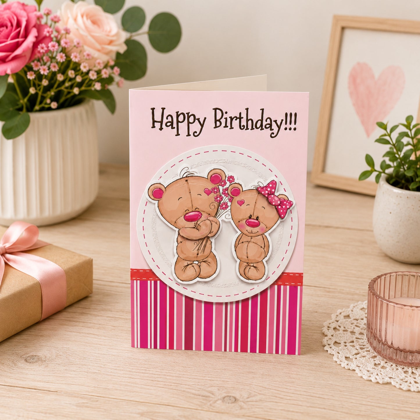 Happy Birthday Teddy Bear 3D Celebration Card