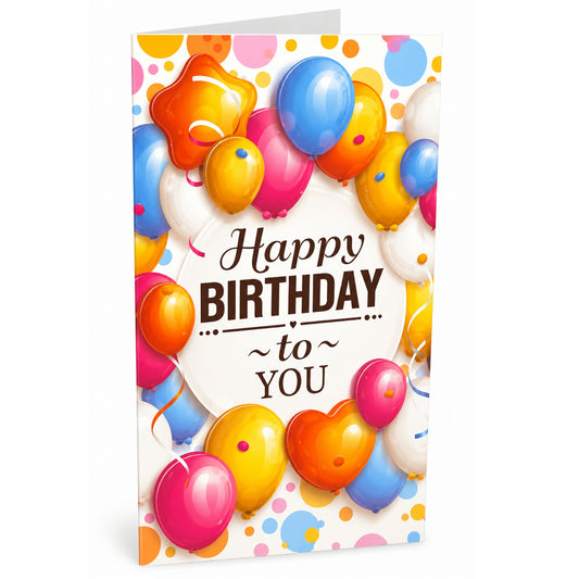 3D Happy Birthday Greeting Card Balloon Party Theme