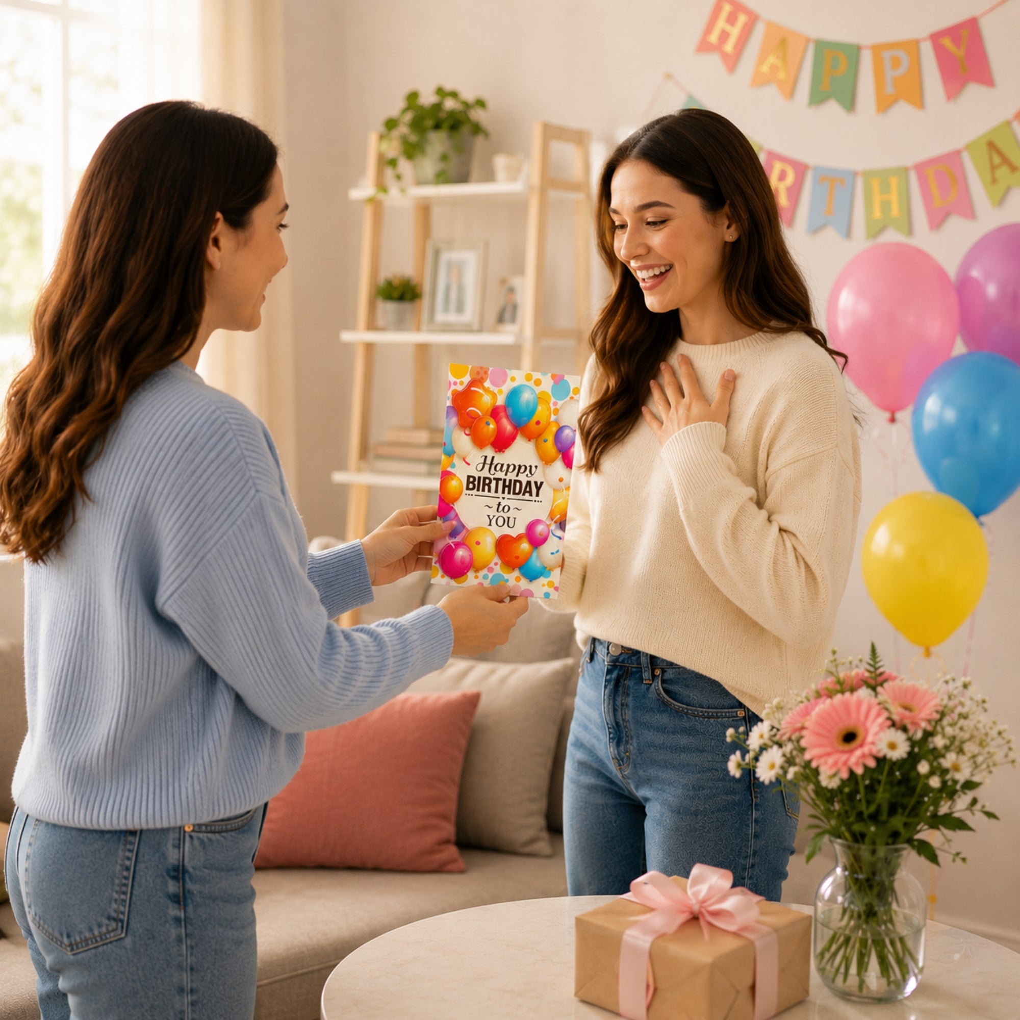 Happy Birthday Balloon Party 3D Greeting Card
