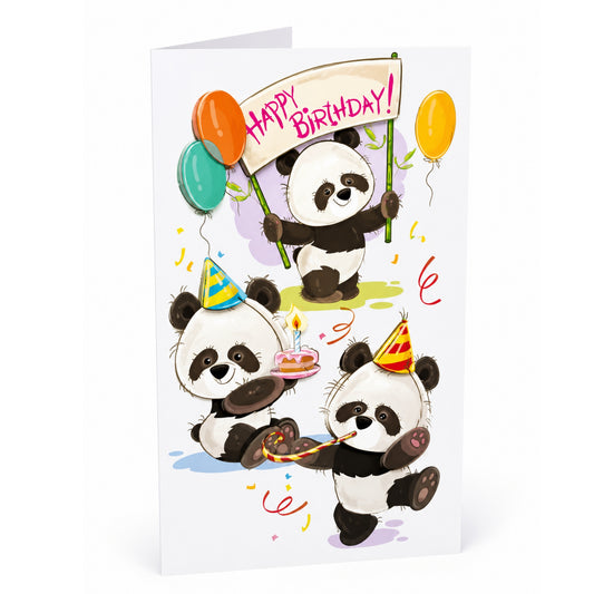 3D Happy Birthday Greeting Card Cute Panda Design