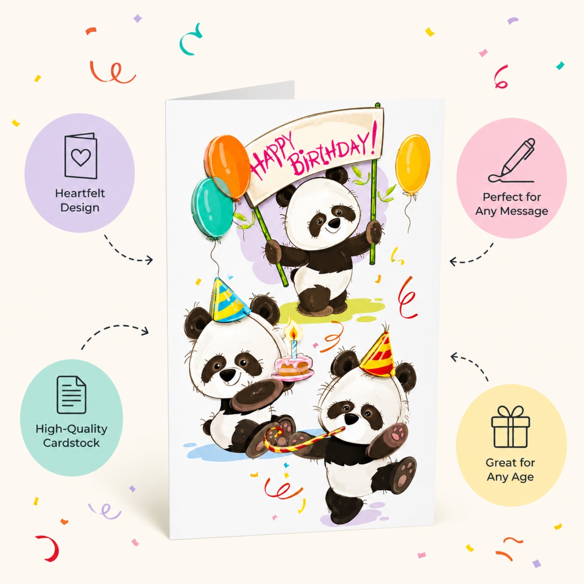 Panda Theme Pop Up Birthday Greeting Card Gift