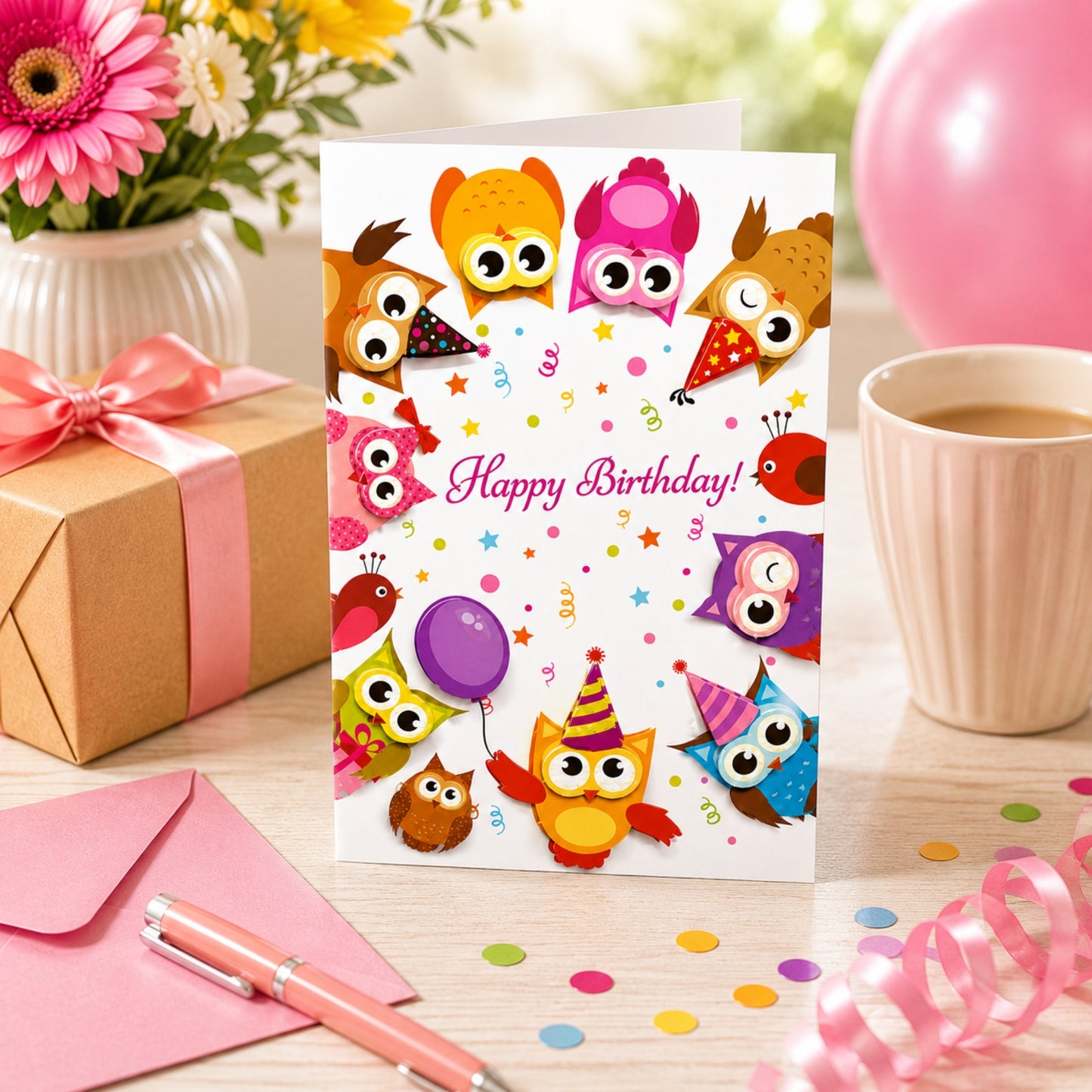 Happy Birthday Celebration Card with 3D Design