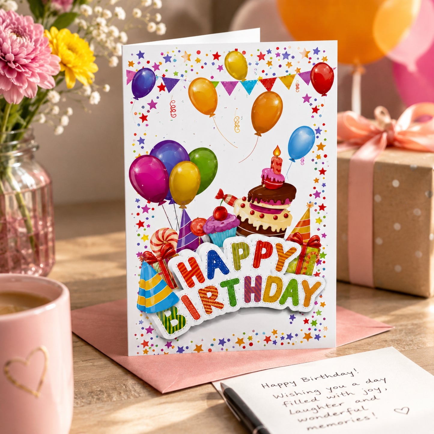Festive 3D Birthday Celebration Greeting Gift Card