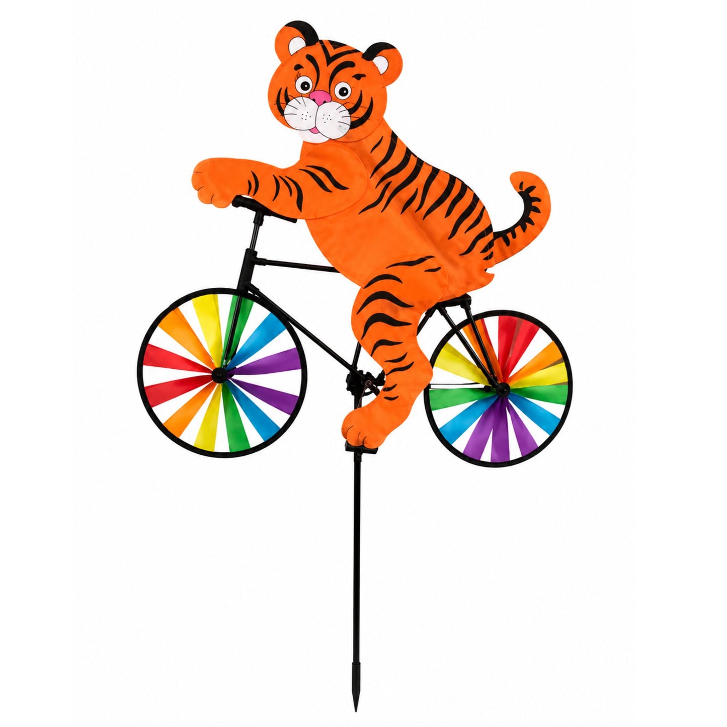 21 x 36 Inch Tiger Ride-On Bike Pinwheel Garden Spinner