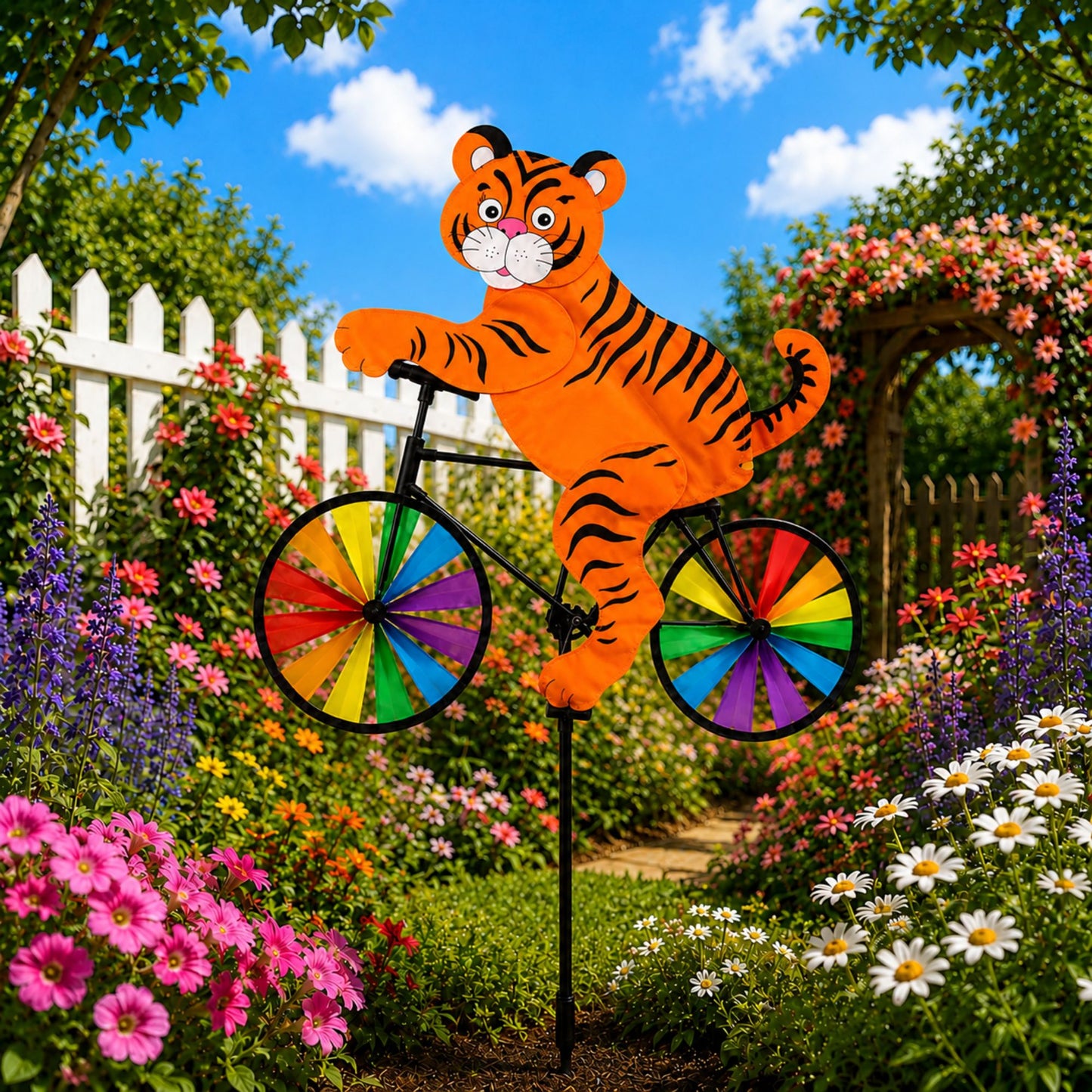 21 x 36 Inch Colorful Tiger Bike Garden Pinwheel