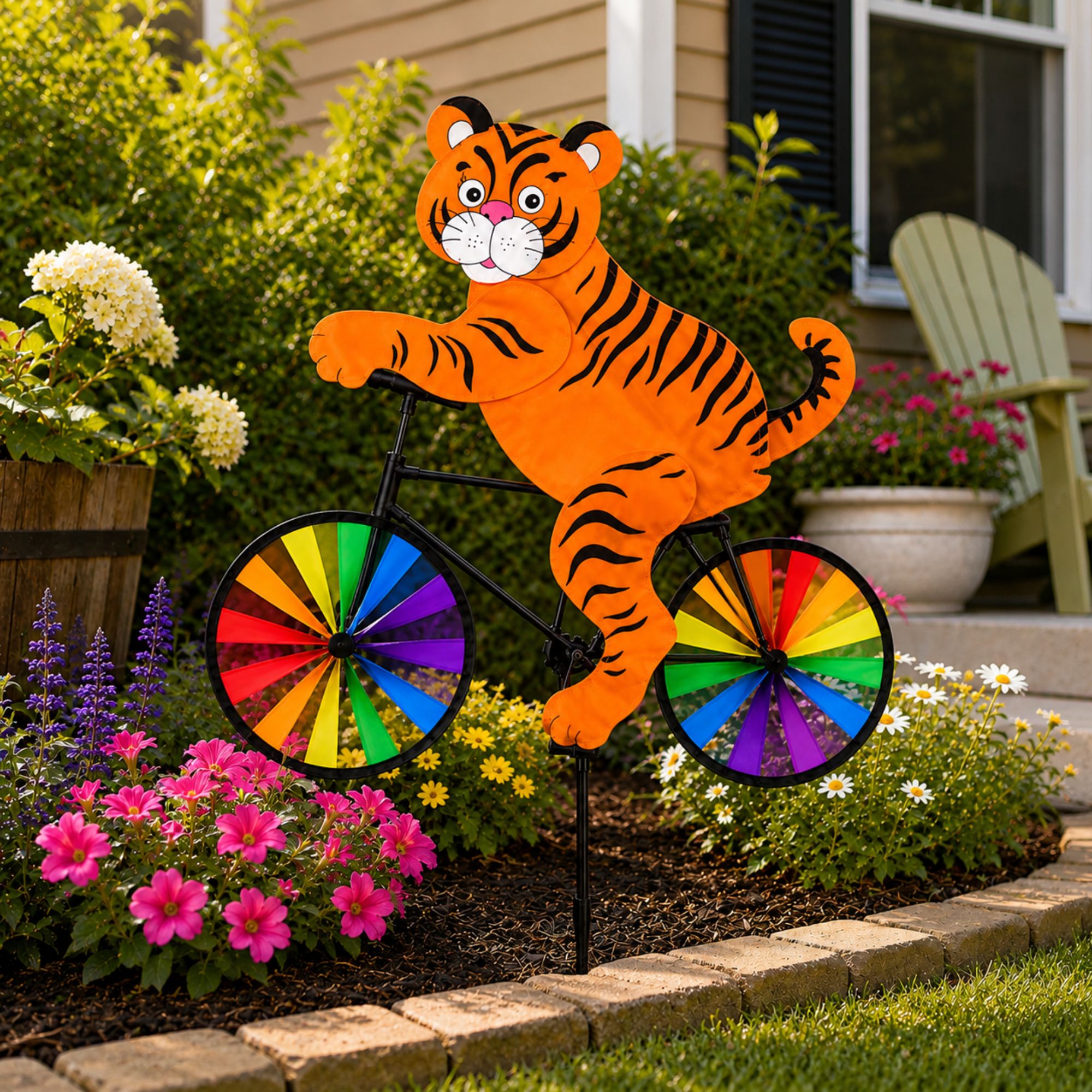 21 x 36 Inch Tiger Ride-On Bicycle Garden Spinner