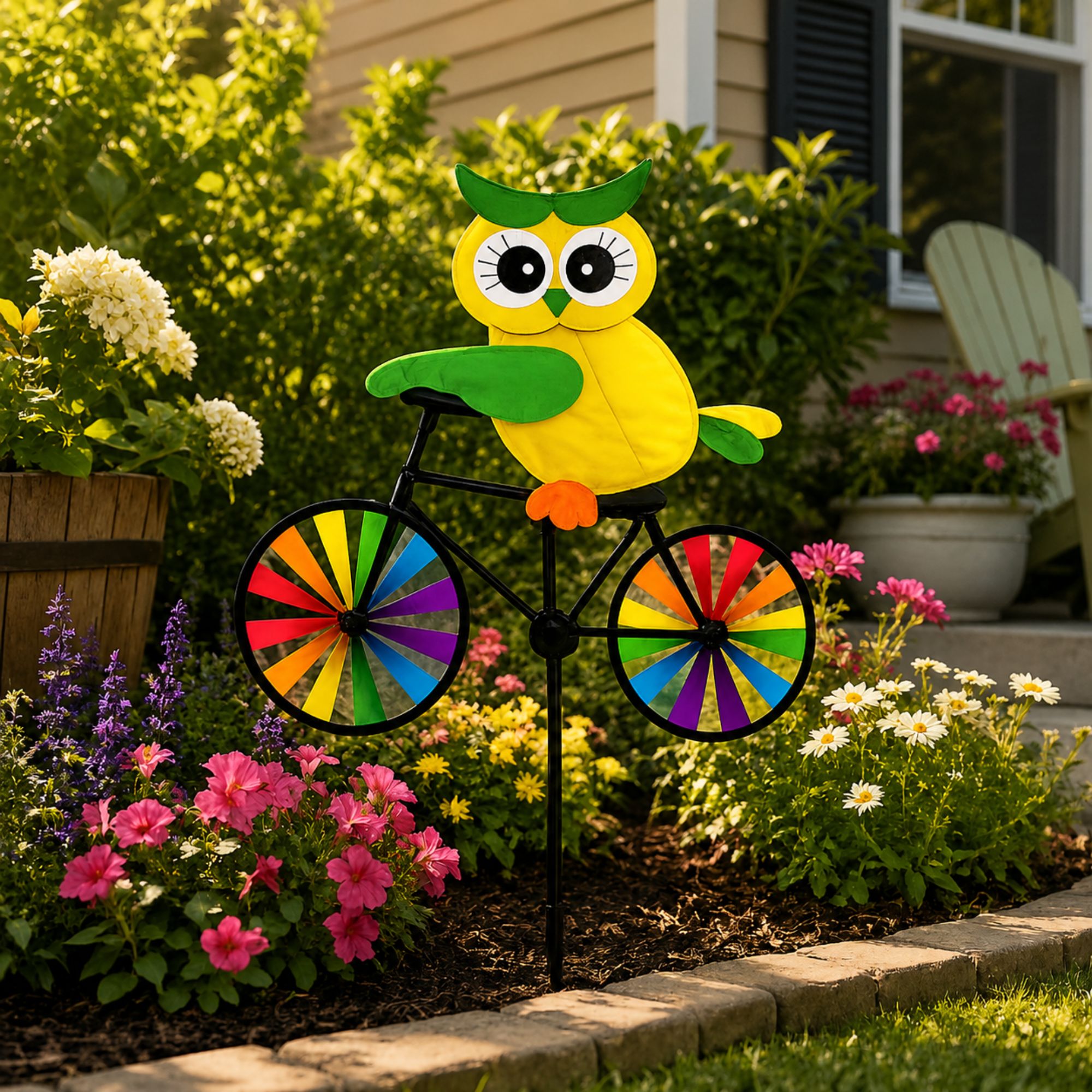 21 x 36 Inch Owl Ride-On Bicycle Garden Spinner