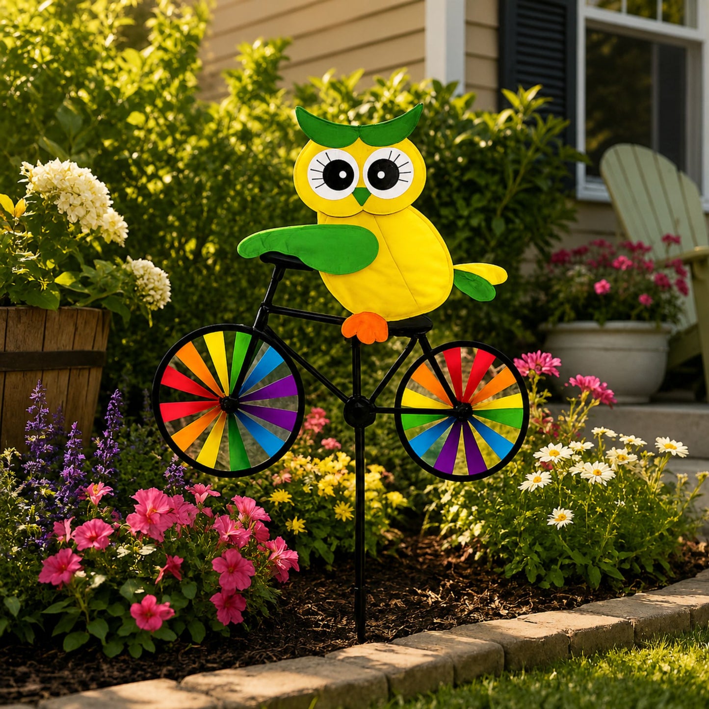 21 x 36 Inch Owl Ride-On Bicycle Garden Spinner