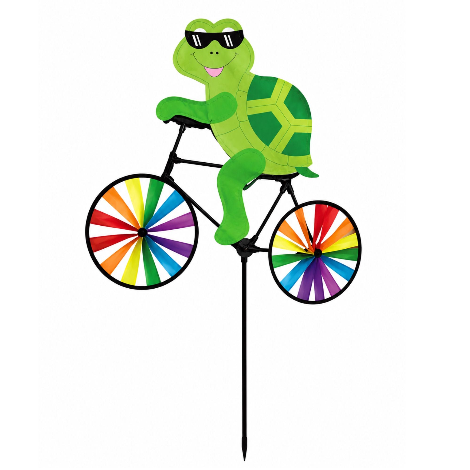 21 x 36 Inch Turtle Ride-On Bike Pinwheel Garden Spinner