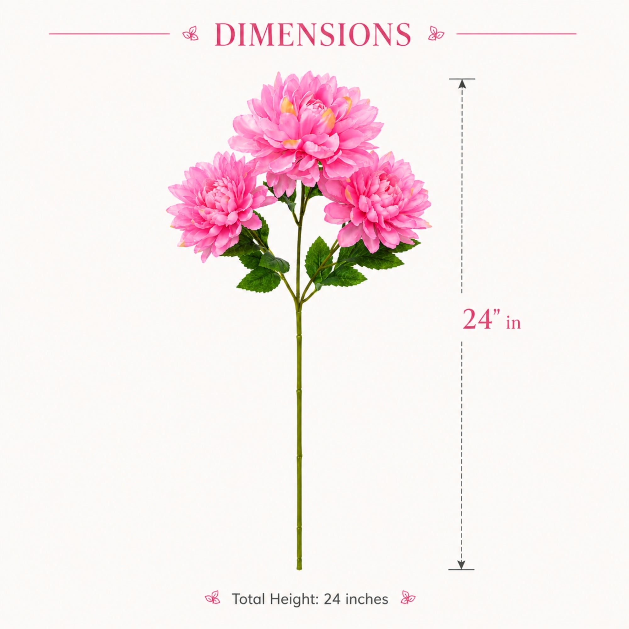 Artificial Dahlia Flower Stem 24 Inch for Home Decor Display