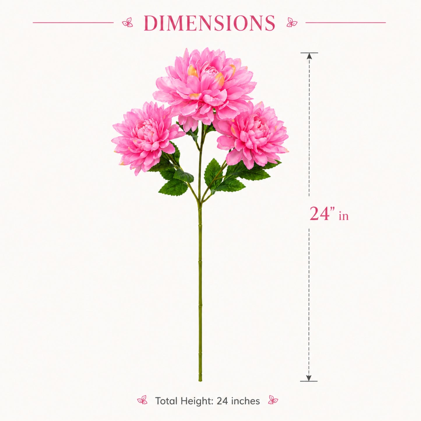 Artificial Dahlia Flower Stem 24 Inch for Home Decor Display