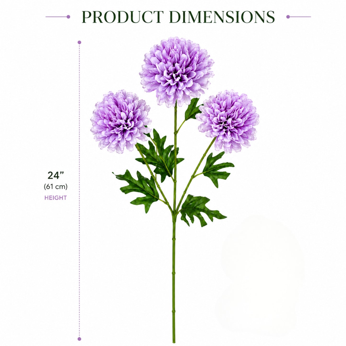 Artificial Dahlia Flower Stem 24 Inch 3 Bloom Silk Spray