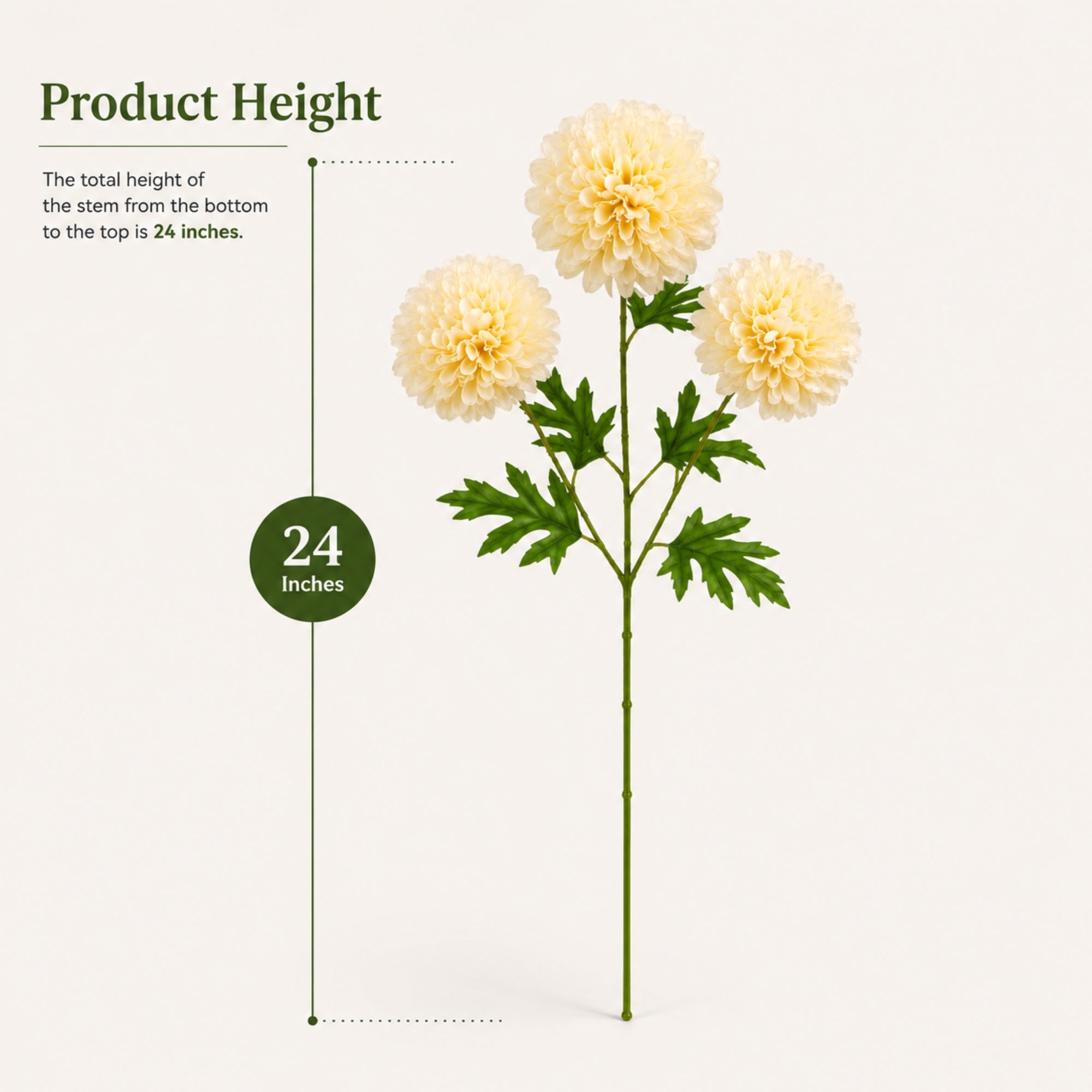 Artificial Dahlia Flower Stem 24 Inch 3 Bloom Silk Spray