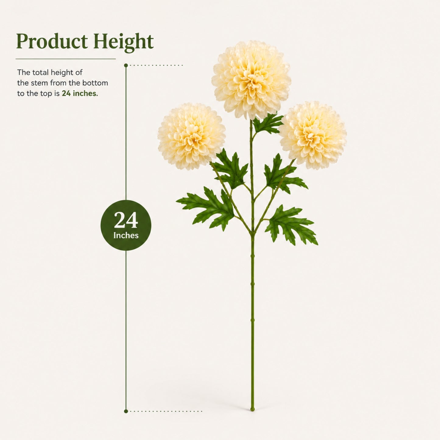 Artificial Dahlia Flower Stem 24 Inch 3 Bloom Silk Spray