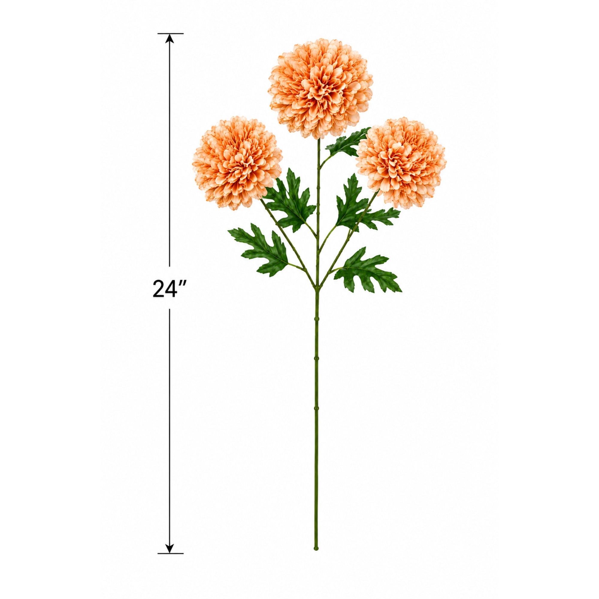 24 Inch Silk Dahlia Flower Stem with 3 Realistic Blooms