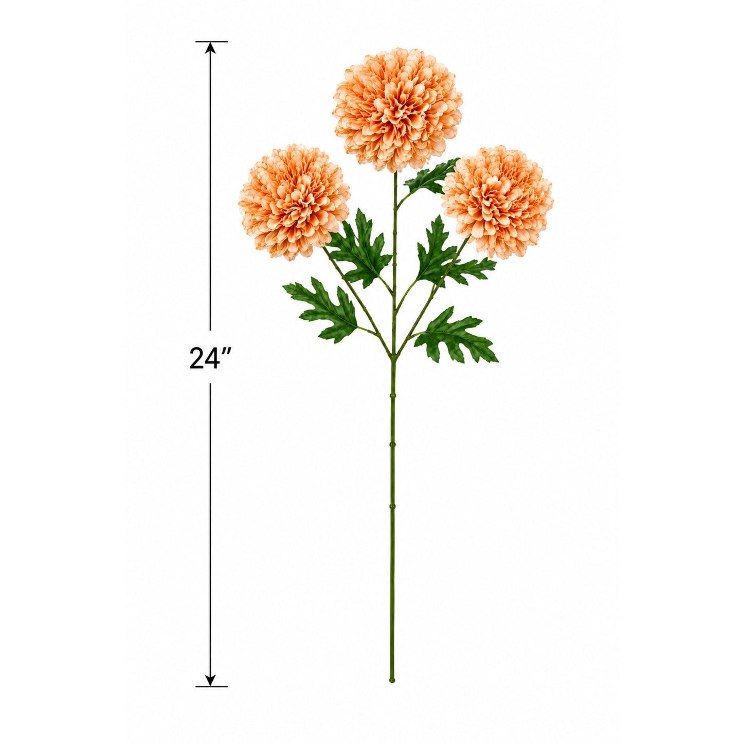 24 Inch Silk Dahlia Flower Stem with 3 Realistic Blooms