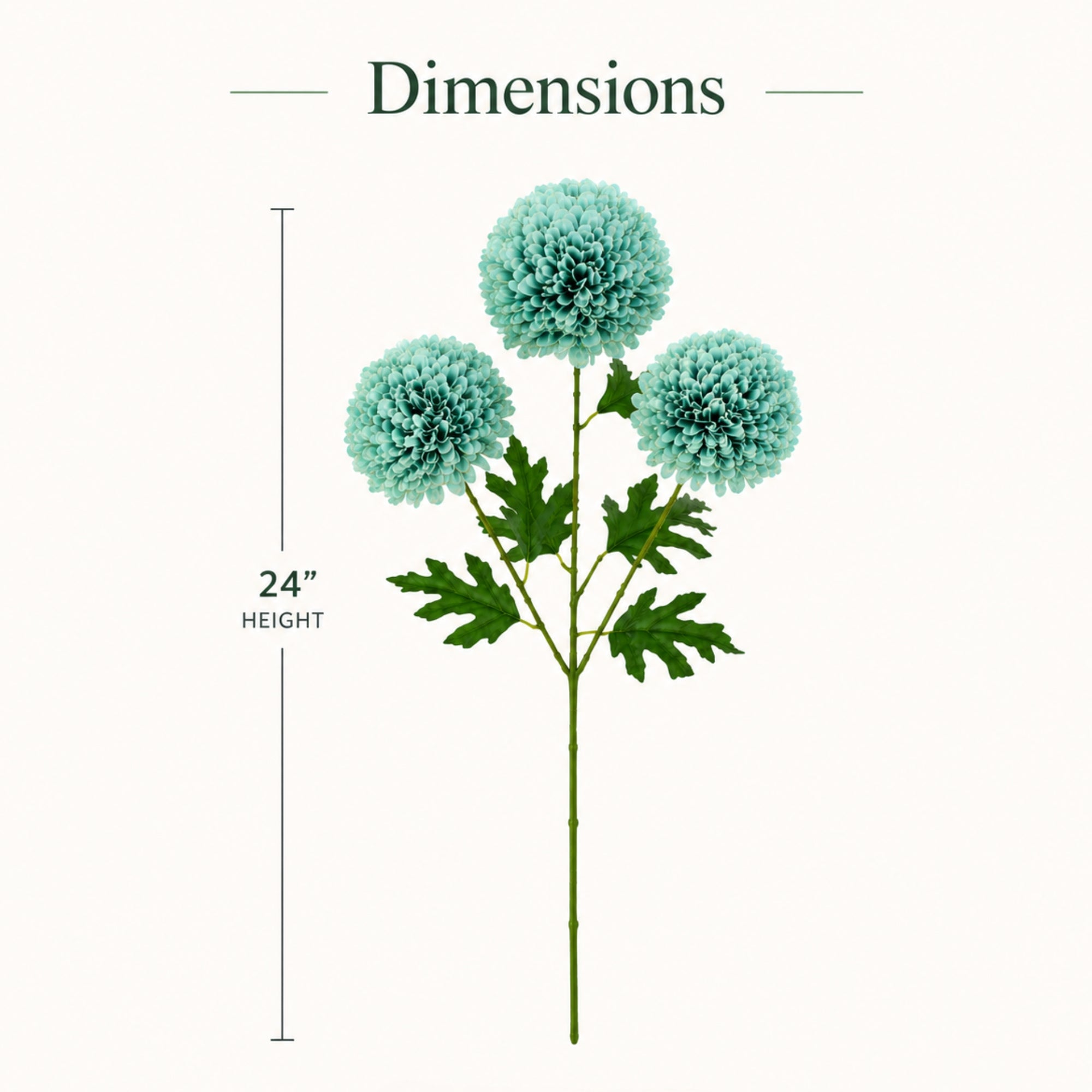 24 Inch Artificial Dahlia Flower Stem 3 Bloom Silk Floral