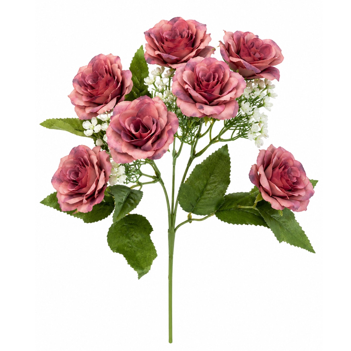 7 Head Artificial Rose Bouquet Silk Floral Home Decor Arrangement