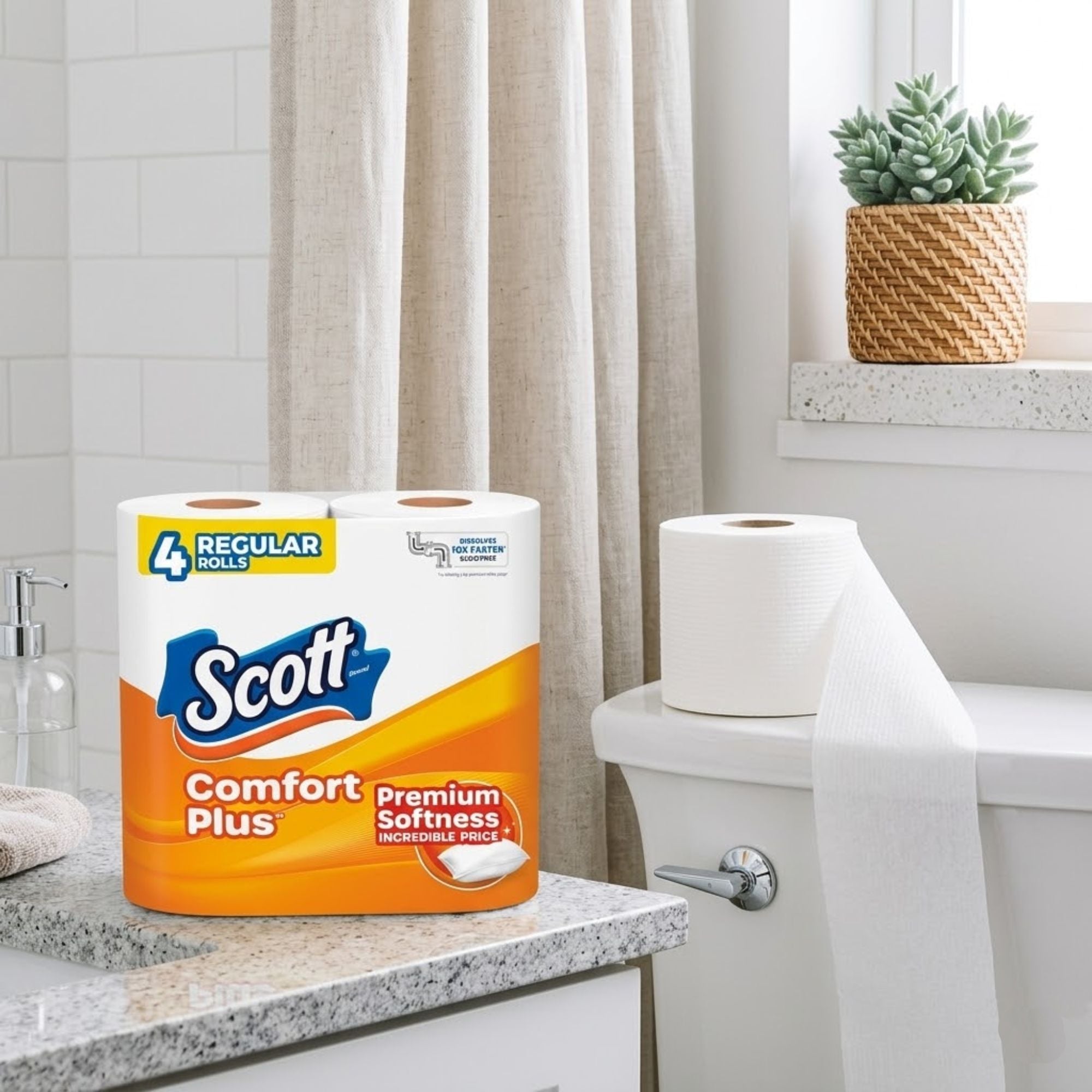 4 Rolls Pack Scott ComfortPlus Regular Toilet Paper product detail image