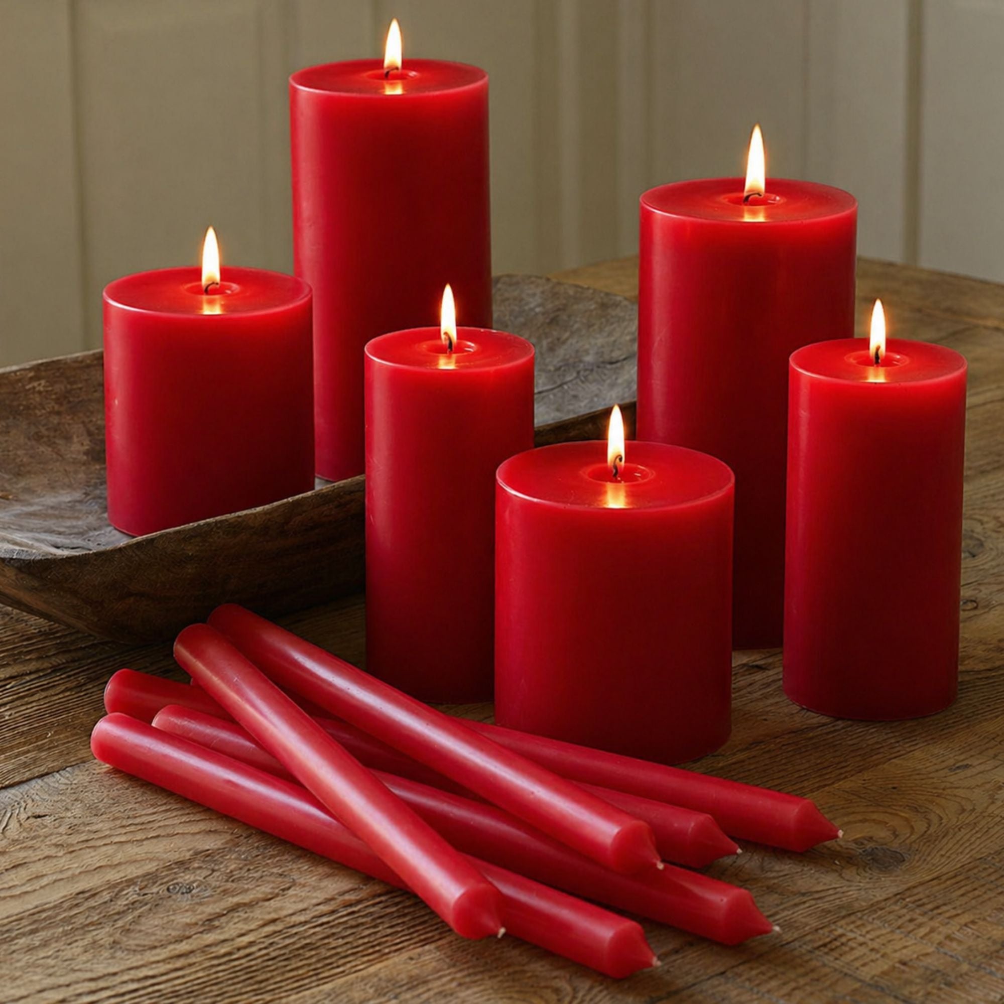 3"x3" Unscented Red Pillar Candle Candles lifestyle use image