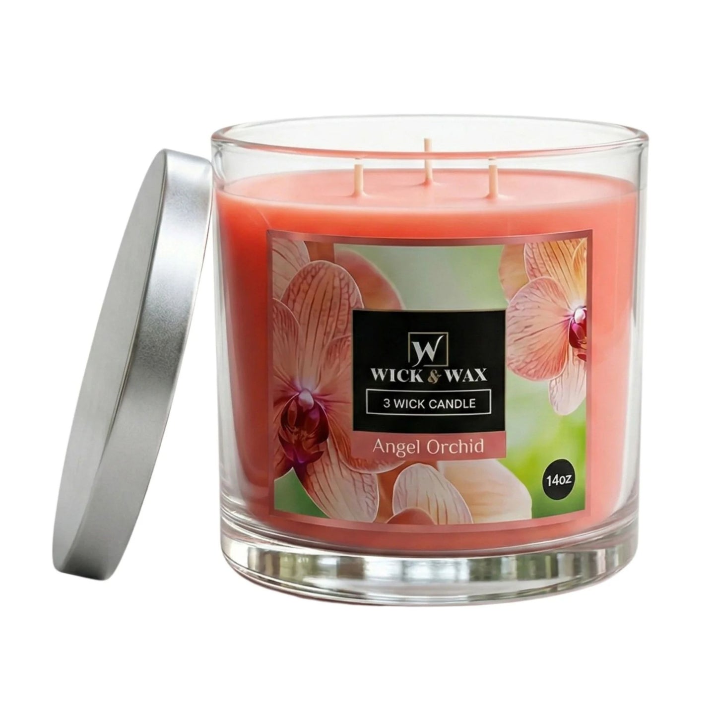 14 oz Wick and Wax Angel Orchid 3 Wick Scented Jar Candle Candles main product image