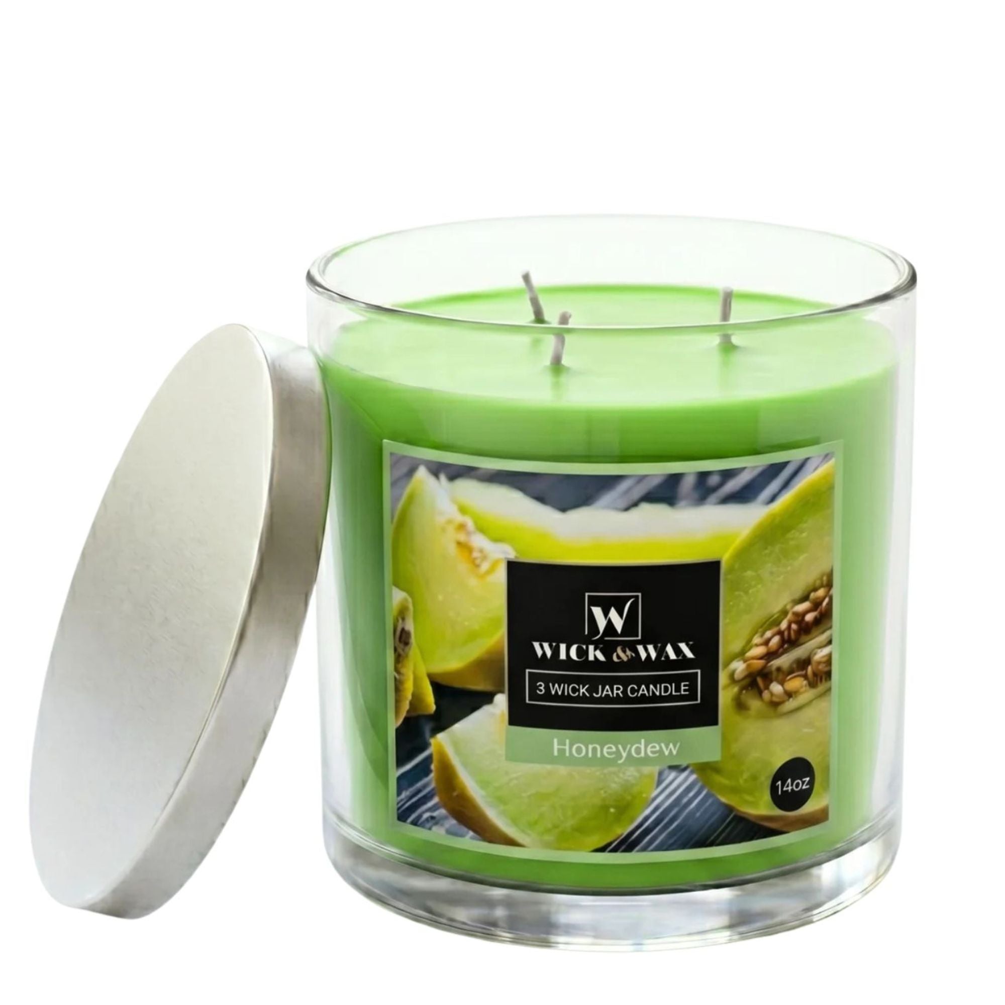 14 oz Wick & Wax Honeydew 3 Wick Scented Jar Candle Candles main product image
