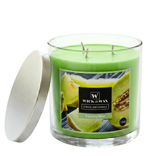 14 oz Wick & Wax Honeydew 3 Wick Scented Jar Candle Candles main product image