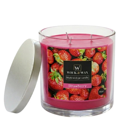 14 oz Wick & Wax Strawberry Scented Jar Candle Candles main product image