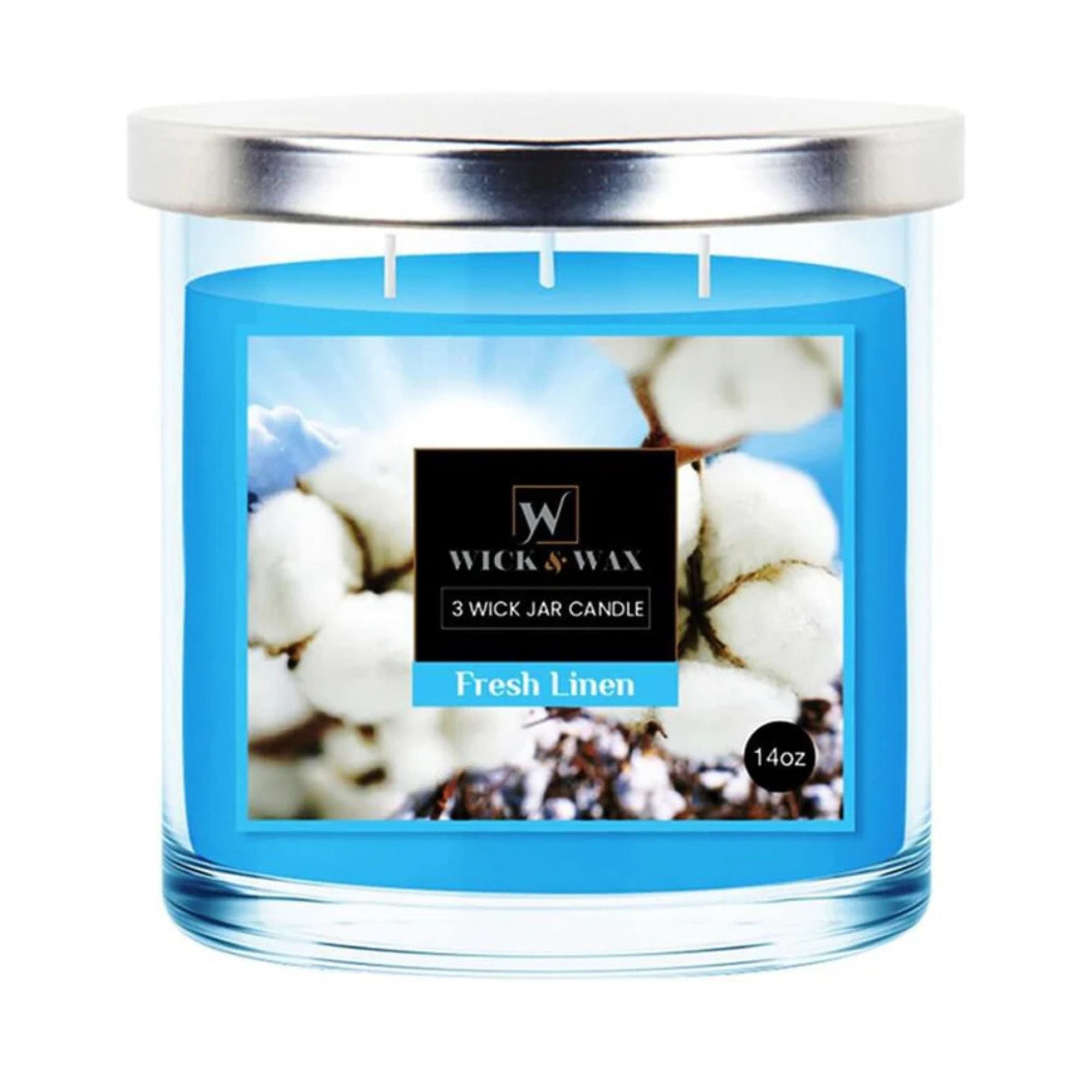 14 oz Wick & Wax Fresh Linen Wick Scented Jar Candle Candles size and feature image