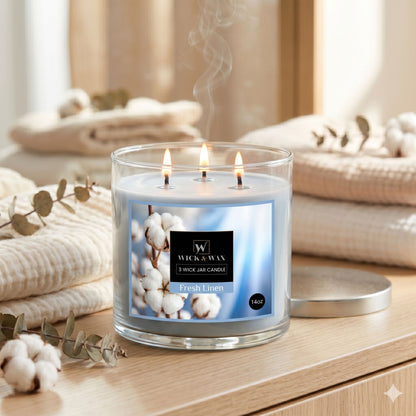 14 oz Wick & Wax Fresh Linen Wick Scented Jar Candle Candles product detail image