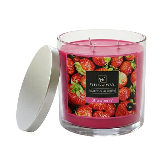14 oz Wick & Wax Strawberry Scented Jar Candle