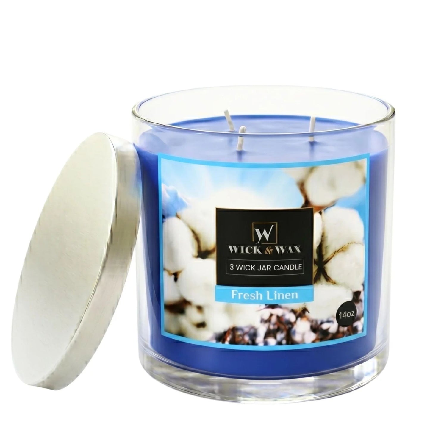 14 oz Wick & Wax Fresh Linen Wick Scented Jar Candle Candles main product image