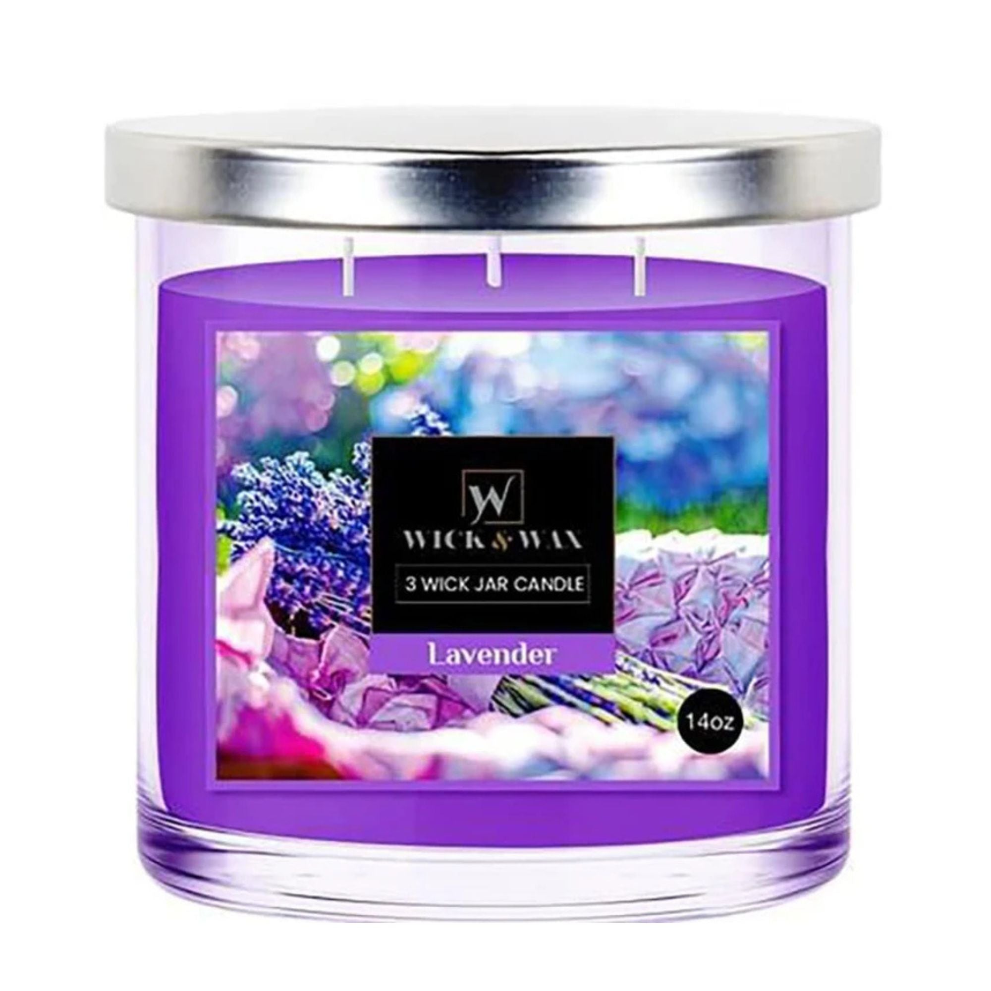 14 oz Wick & Wax Lavender Wick Scented Jar Candle Candles size and feature image