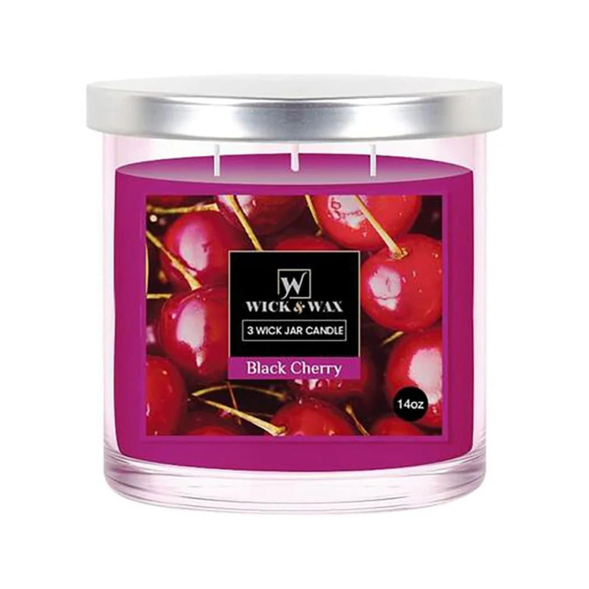 14 oz Wick & Wax Black Cherry Scented Jar Candle Candles size and feature image