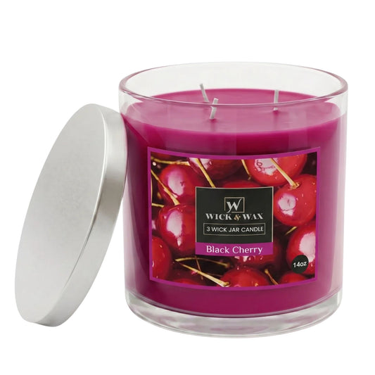 14 oz Wick & Wax Black Cherry Scented Jar Candle Candles main product image