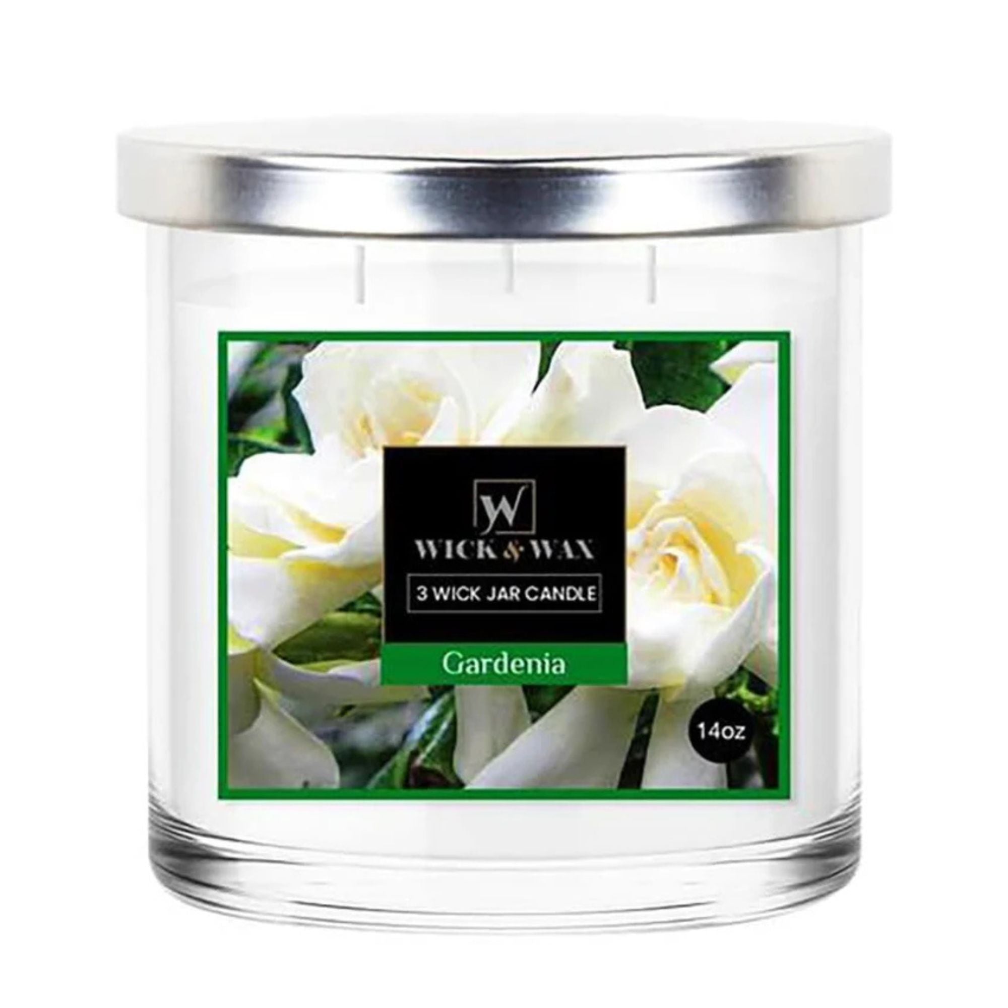 14 oz Wick & Wax Gardenia Scented Jar Candle Candles size and feature image