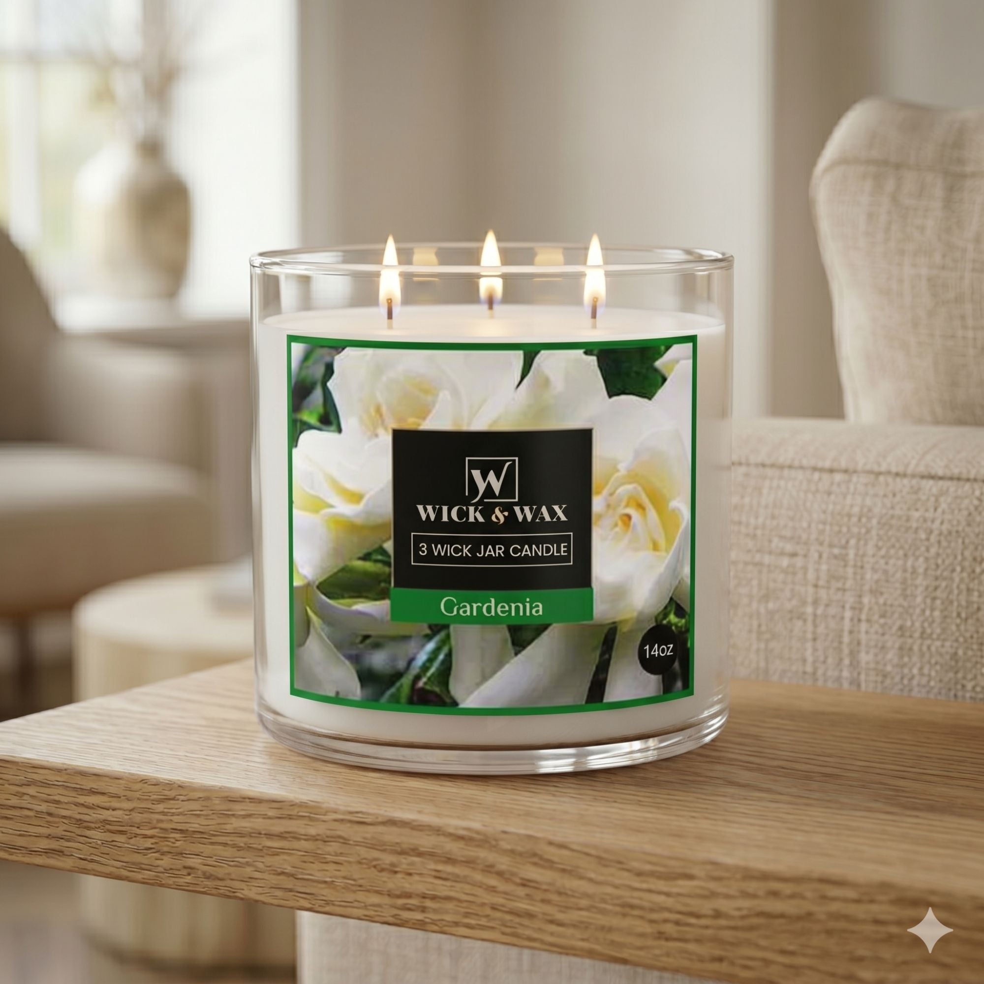 14 oz Wick & Wax Gardenia Scented Jar Candle Candles product detail image