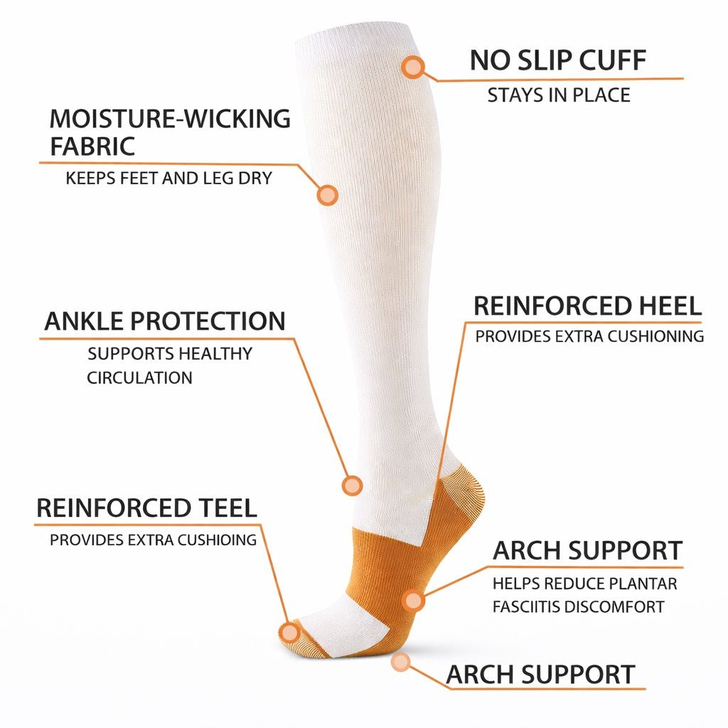 20 30 mmHg Compression Socks Knee High Medical Stockings White Copper Unisex lifestyle use image