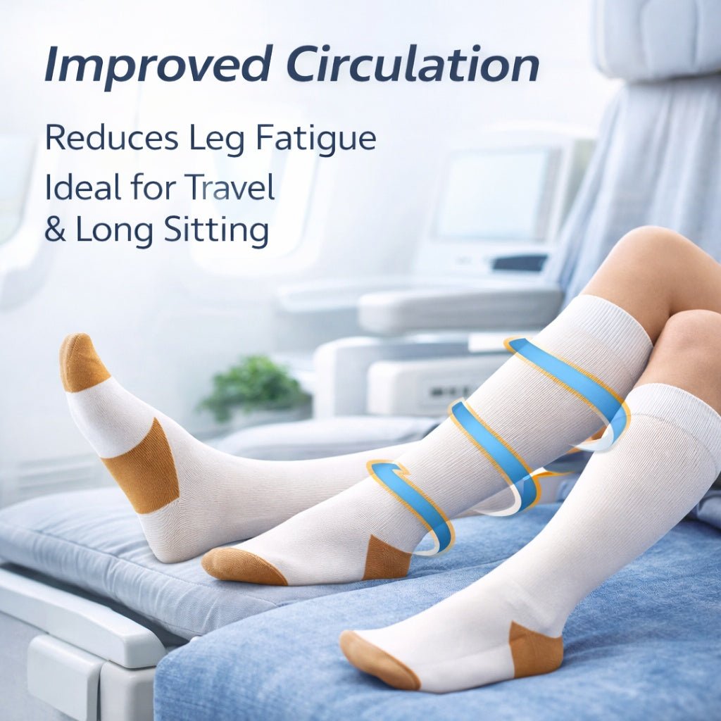 20 30 mmHg Compression Socks Knee High Medical Stockings White Copper Unisex size and feature image
